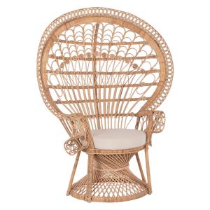 ΠΟΛΥΘΡΟΝΑ ROYAL PEACOCK  RATTAN ΣΕ ΦΥΣΙΚΟ-ΜΑΞΙΛΑΡΙ ΜΠΕΖ 114x72x150Yεκ. ...