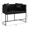 SOFA 2-SEATER PROFESSIONAL  BLACK T.NUBUCK & BLACK STEEL 64x120x97Hcm.