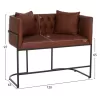 SOFA 2-SEATER PROFESSIONAL  BROWN PU & BLACK STEEL 64x120x97Hcm.