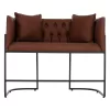 SOFA 2-SEATER PROFESSIONAL  BROWN PU & BLACK STEEL 64x120x97Hcm.