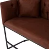 SOFA 2-SEATER PROFESSIONAL  BROWN PU & BLACK STEEL 64x120x97Hcm.