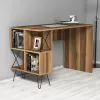 STUDY DESK  MELAMINE WALNUT WITH SHELVES 120x60x78.8Hcm.