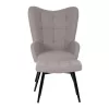 ARMCHAIR CRAWLEY WITH FOOTSTOOL  GREY BOUCLE FABRIC-BLACK METAL LEGS 70x74x105Hcm.