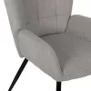 ARMCHAIR CRAWLEY WITH FOOTSTOOL  GREY BOUCLE FABRIC-BLACK METAL LEGS 70x74x105Hcm.