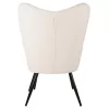 ARMCHAIR CRAWLEY WITH FOOTSTOOL  WHITE BOUCLE FABRIC-BLACK METAL LEGS 70x74x105Hcm.