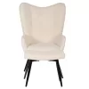 ARMCHAIR CRAWLEY WITH FOOTSTOOL  WHITE BOUCLE FABRIC-BLACK METAL LEGS 70x74x105Hcm.