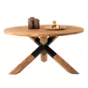 DINING TABLE ROUND KATTE  RECYCLED TEAK WOOD-LEGS WITH METAL Φ150x78Hcm.