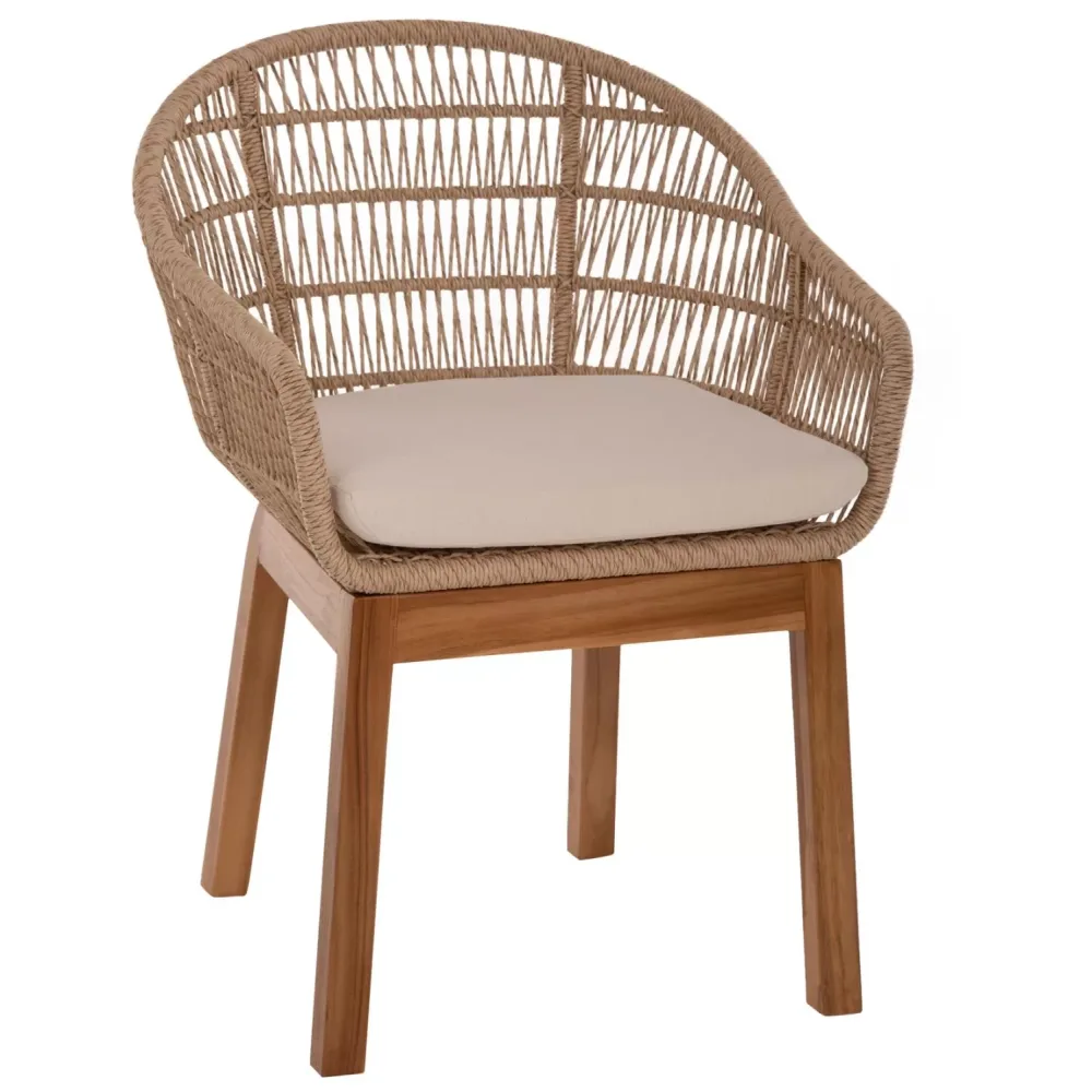 ΠΟΛΥΘΡΟΝΑ AMORA  TEAK ΠΟΔΙΑ ΣΚΕΛΕΤΟΣ ΑΛΟΥΜΙΝΙΟΥ & POLYRATTAN 64x60x87Yεκ.