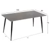 DINING TABLE TOM  SINTERED STONE TABLETOP IN GREY MARBLE LOOK-BLACK METAL LEGS 160x90x76Hcm.