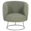 ARMCHAIR ARIEN  BOUCLE FABRIC IN PISTACHIO GREEN-SILVER METAL BASE 78x75x84Hcm.