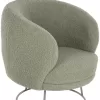 ARMCHAIR ARIEN  BOUCLE FABRIC IN PISTACHIO GREEN-SILVER METAL BASE 78x75x84Hcm.