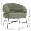 ARMCHAIR TRUDI  PISTACHIO GREEN BOUCLE FABRIC AND SILVER METAL FRAME 84x79x76Hcm.