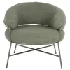 ARMCHAIR TRUDI  PISTACHIO GREEN BOUCLE FABRIC AND SILVER METAL FRAME 84x79x76Hcm.