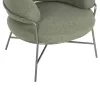 ARMCHAIR TRUDI  PISTACHIO GREEN BOUCLE FABRIC AND SILVER METAL FRAME 84x79x76Hcm.