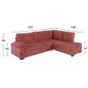 SOFABED RIGHT CORNER JADE  DUSTY PINK VELVET 250x80-180x73-88Hcm.