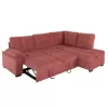 SOFABED RIGHT CORNER JADE  DUSTY PINK VELVET 250x80-180x73-88Hcm.