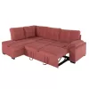 SOFABED LEFT CORNER JADE  DUSTY PINK VELVET 250x80-180x73-88Hcm.