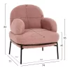 ARMCHAIR AGNES  DUSTY PINK BOUCLE FABRIC-BLACK METAL LEGS 74x71x83Hcm.