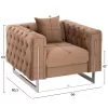 ARMCHAIR t.CHESTERFIELD MOBAR  VELVET BEIGE-METAL LEGS 99x86,5x77Hcm.