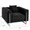 ARMCHAIR t.CHESTERFIELD MOBAR  VELVET BLACK-METAL LEGS 99x86,5x77Hcm.