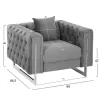 ARMCHAIR t.CHESTERFIELD MOBAR  VELVET GREY-METAL LEGS 99x86,5x77Hcm.