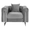 ARMCHAIR t.CHESTERFIELD MOBAR  VELVET GREY-METAL LEGS 99x86,5x77Hcm.