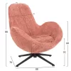 ARMCHAIR SWIVEL BRYNN  PINK BOUCLE FABRIC-BLACK METAL BASE 88x76x88Hcm.