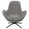 ARMCHAIR SWIVEL BRYNN  GREY BOUCLE FABRIC-BLACK METAL BASE 86x76x87Hcm.