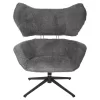 ARMCHAIR SWIVEL BRYLL  GREY BOUCLE-BLACK METAL BASE 86x90x97Hcm.