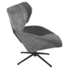 ARMCHAIR SWIVEL BRYLL  GREY BOUCLE-BLACK METAL BASE 86x90x97Hcm.