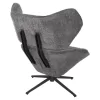 ARMCHAIR SWIVEL BRYLL  GREY BOUCLE-BLACK METAL BASE 86x90x97Hcm.