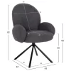 ARMCHAIR SWIVEL WINON  GREY TEDDY FABRIC-BLACK METAL BASE 65x67x92Hcm.