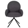 ARMCHAIR SWIVEL WINON  GREY TEDDY FABRIC-BLACK METAL BASE 65x67x92Hcm.