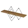 WALL SHELF CHANTRIA  MELAMINE IN OAK COLOR-METAL IN BLACK 60x14x36Hcm.