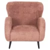 ARMCHAIR KRYLY  PINK BOUCLE FABRIC-BLACK WOODEN LEGS 83x87x89Hcm.