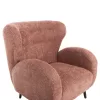 ARMCHAIR KRYLY  PINK BOUCLE FABRIC-BLACK WOODEN LEGS 83x87x89Hcm.