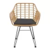 Armchair Naoki with cushion pe natural-metal black leg 55x58x79cm