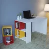 MELAMINE OFFICE WITH REMOVABLE SHELVES KAIRO  RED YELLOW 120x64x74,2Υ cm.