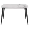 DINING TABLE RAVEN  CERAMIC TOP IN WHITE MARBLE-BLACK METAL LEGS 117,5x67,5x76Hcm.