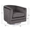 Armchair from velvet  in Grey color with silver base 80x80x76 cm