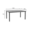 Dining table Naoki-Kliton B set of 7 anthracite aluminum and pe rattan in natural shade 150x80x74cm