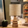 Table lamp Salpe wood and pe rattan in natural color D15x32cm