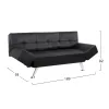 Sofa/Bed  Thom with folding arms Black PU 189x93x82 cm