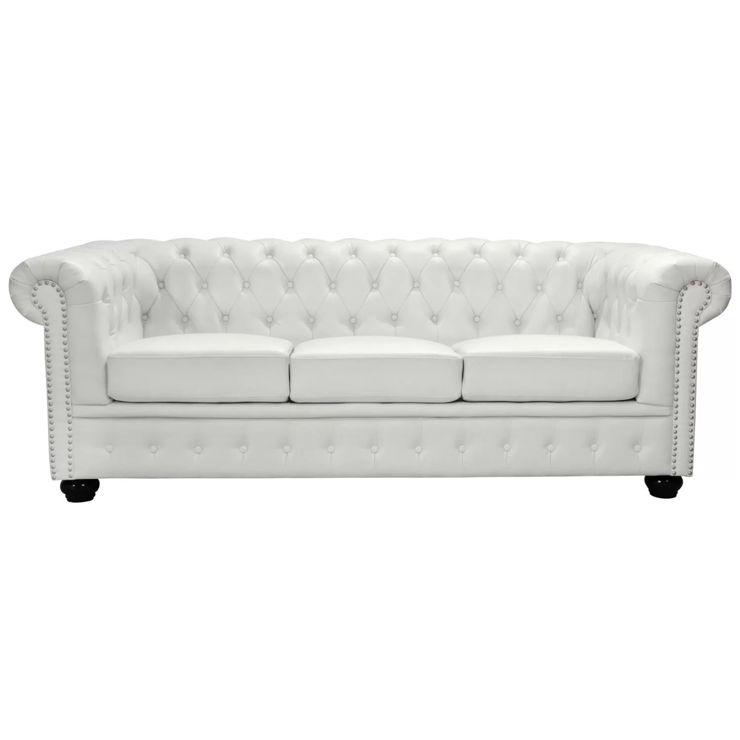 ΚΑΝΑΠΕΣ 3ΘΕΣΙΟΣ T.CHESTERFIELD  ΤΕΧΝΟΔΕΡΜΑ ΛΕΥΚΟ ΜΑΤ 208x90x73 εκ.