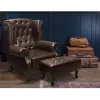 Set Armchair Polina with footstep Emma Dark Brown