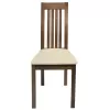 Chair Wooden solid dark walnut color and cream fabric  45x52x96,5Υ cm