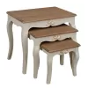 Coffee Table 3 pieces Wooden Melody  cream/brown patina