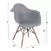 Armchair with wooden legs and grey seat Mirto  64x60x81 cm