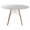 DINING TABLE ROUND MINIMAL  MDF IN WHITE COLOR-BEECH WOOD LEGS IN NATURAL Φ120Χ75Hcm.