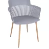 Polypropylene Armchair Nena  Grey with Metallic Legs 61x52x80cm